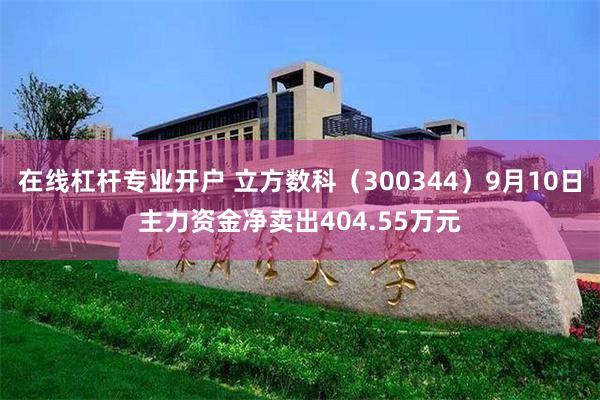 在线杠杆专业开户 立方数科（300344）9月10日主力资金净卖出404.55万元